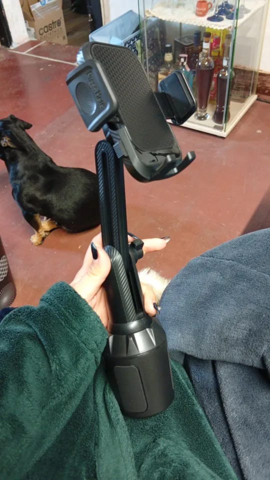 Customer photo review of Golf Cart Cup Holder Phone Mount, 360° Adjustable for 4 to 7 in Phones