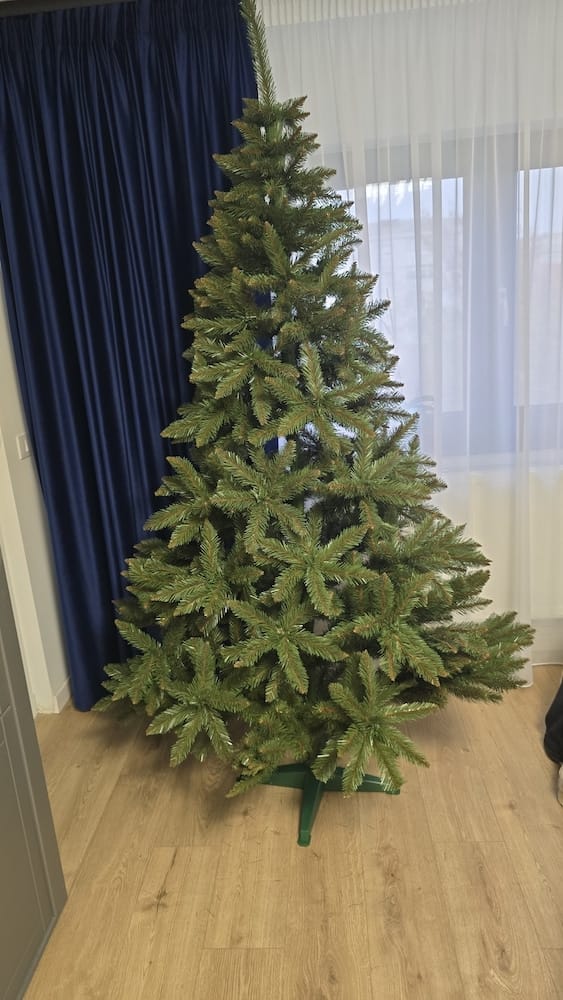 Customer photo review of Brad artificial de Crăciun Bucegi, verde clasic, 220 cm, cu suport