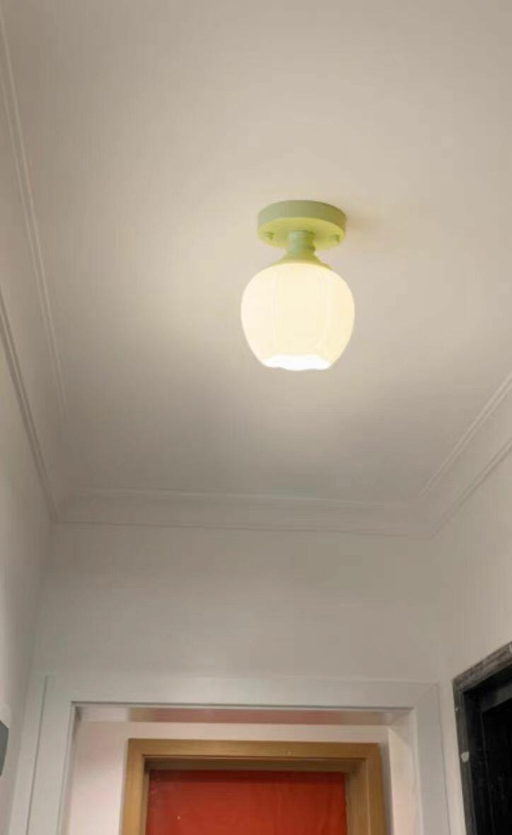 Customer photo review of Flower Semi Flush Ceiling Light, Glass Shade, Green Base, 15 cm