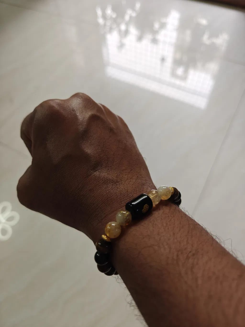 Customer photo review of Leo (Simha Rashi) Zodiac Bracelet – Natural Tiger Eye & Citrine