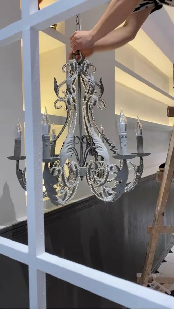 Customer photo review of White Crystal Pendant Light, Candle-Style Chandelier, 40 cm