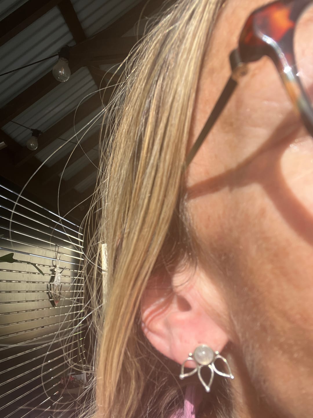 Customer photo review of Natural Moonstone Lotus Stud Earrings