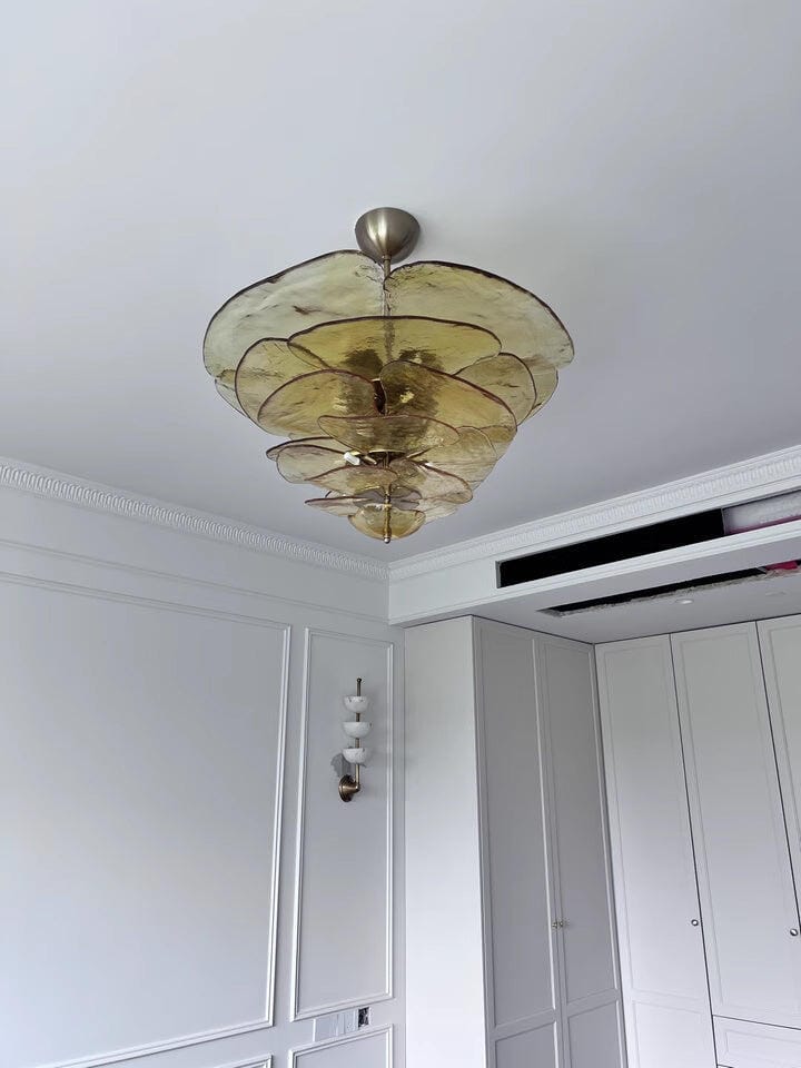 Customer photo review of Gold Glass Pendant Lamp, Hand-Blown Petal Chandelier, 55 cm