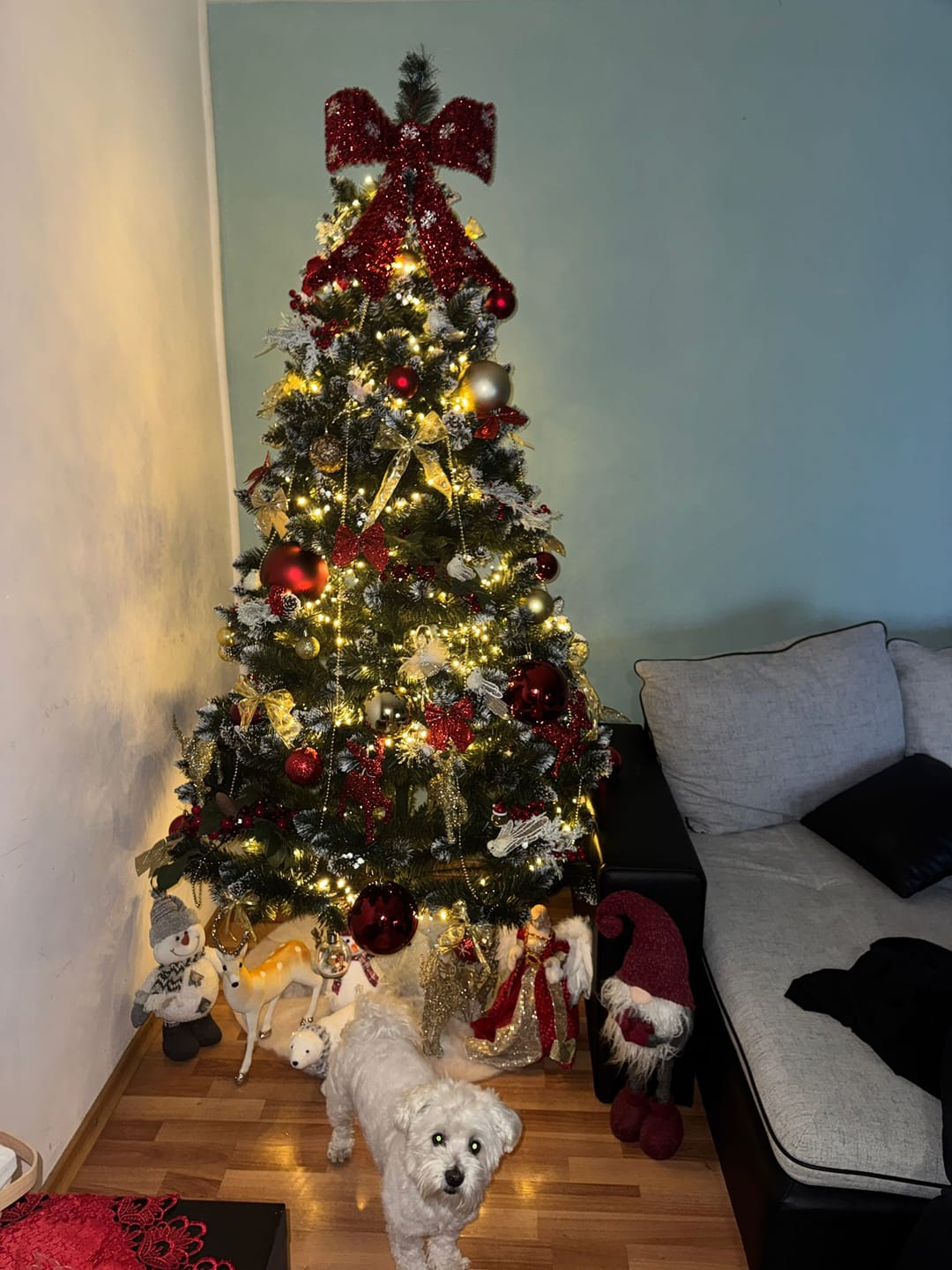 Customer photo review of Brad artificial de Crăciun Fulg de Nea, nins cu merișoare albe, 2D, 220 cm