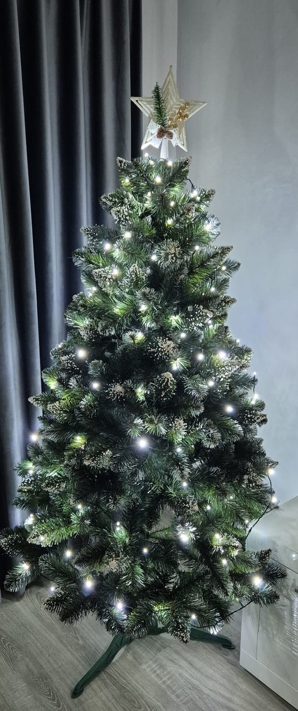 Customer photo review of Brad artificial de Crăciun Fulg de Nea, nins cu merișoare albe, 2D, 180 cm