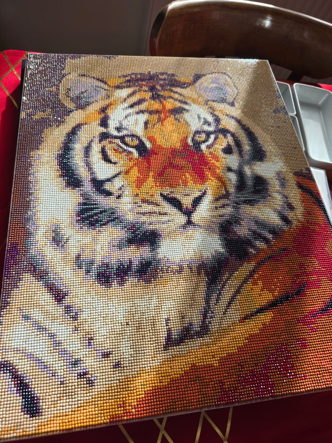 Customer photo review of Broderie Diamant - Regard de Tigre 40x50cm toile tendue sur châssis