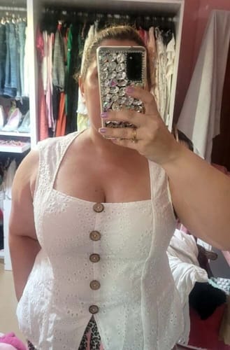 Customer photo review of Ninonine "Seraphina" | Embroidered Eyelet Square-Neck Top