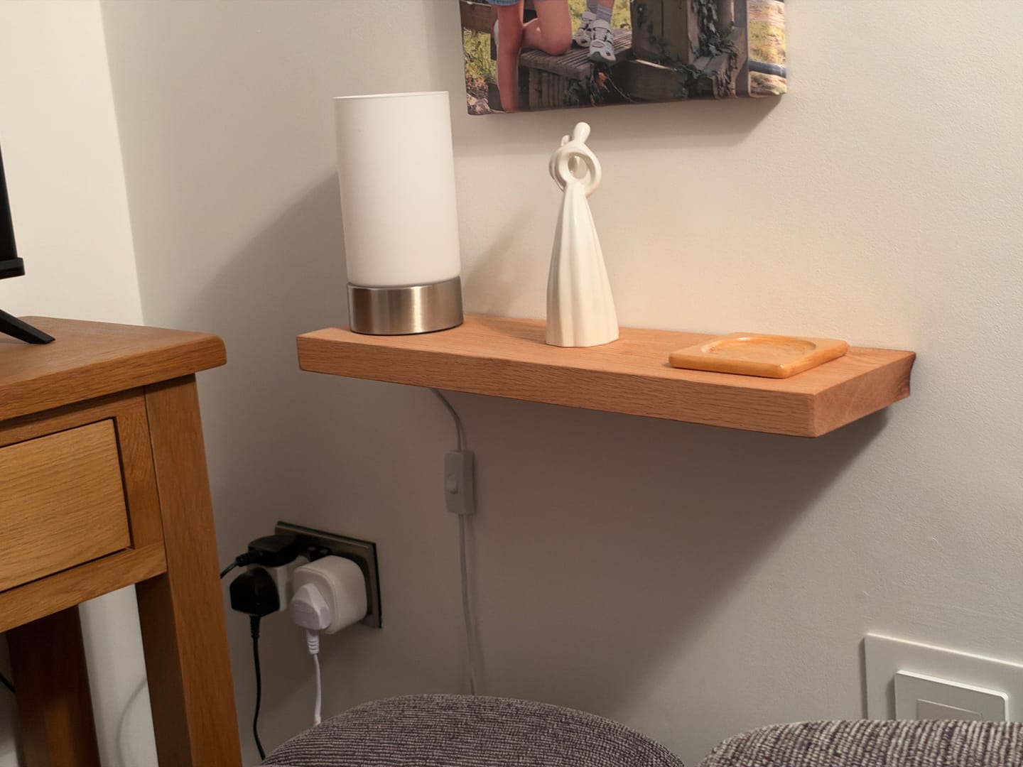 Customer photo review of Solid Oak Floating Shelf