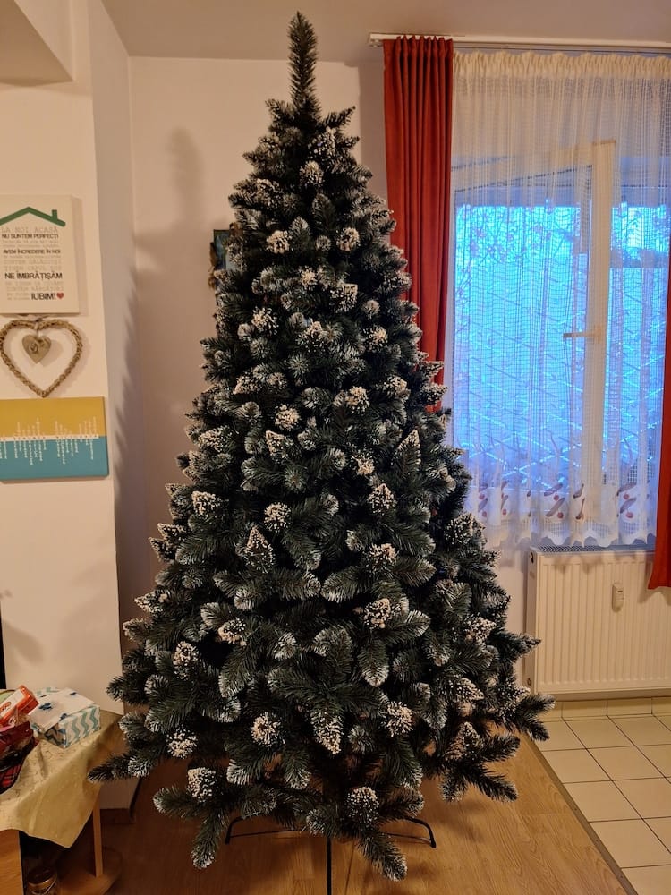 Customer photo review of Brad artificial de Crăciun Fulg de Nea, nins cu merișoare albe, 2D, 220 cm