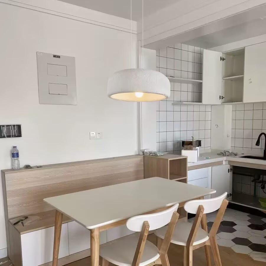 Customer photo review of Modern Pendant Light, White Polystyrene Shade, 40 cm, Adjustable