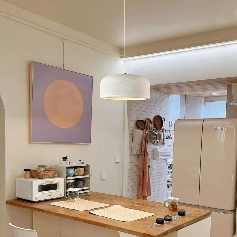 Customer photo review of Modern Pendant Light, White Polystyrene Shade, 40 cm, Adjustable