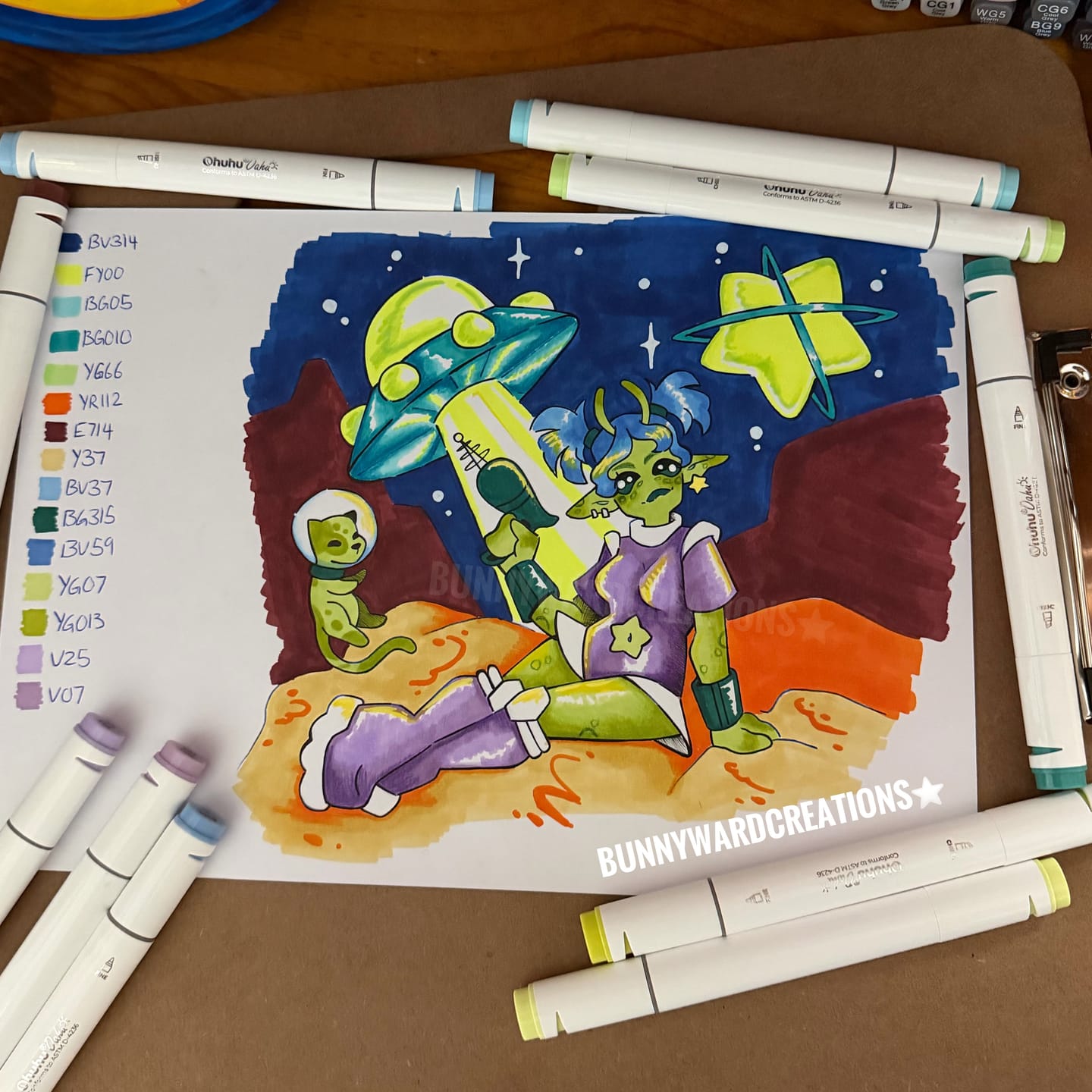 Customer photo review of Ohuhu Oahu 320 Colors Dual Tips Alcohol Art Markers, Fine & Chisel (New Color Codes)