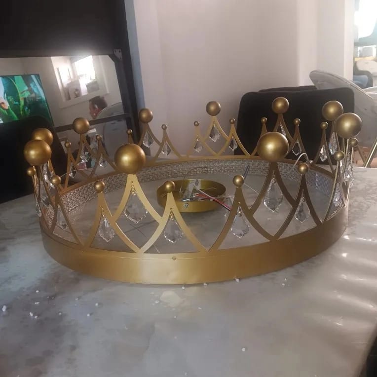 Customer photo review of Crown Crystal Chandelier, Gold Ring, Leaf or Drop Crystals, 40–60 cm