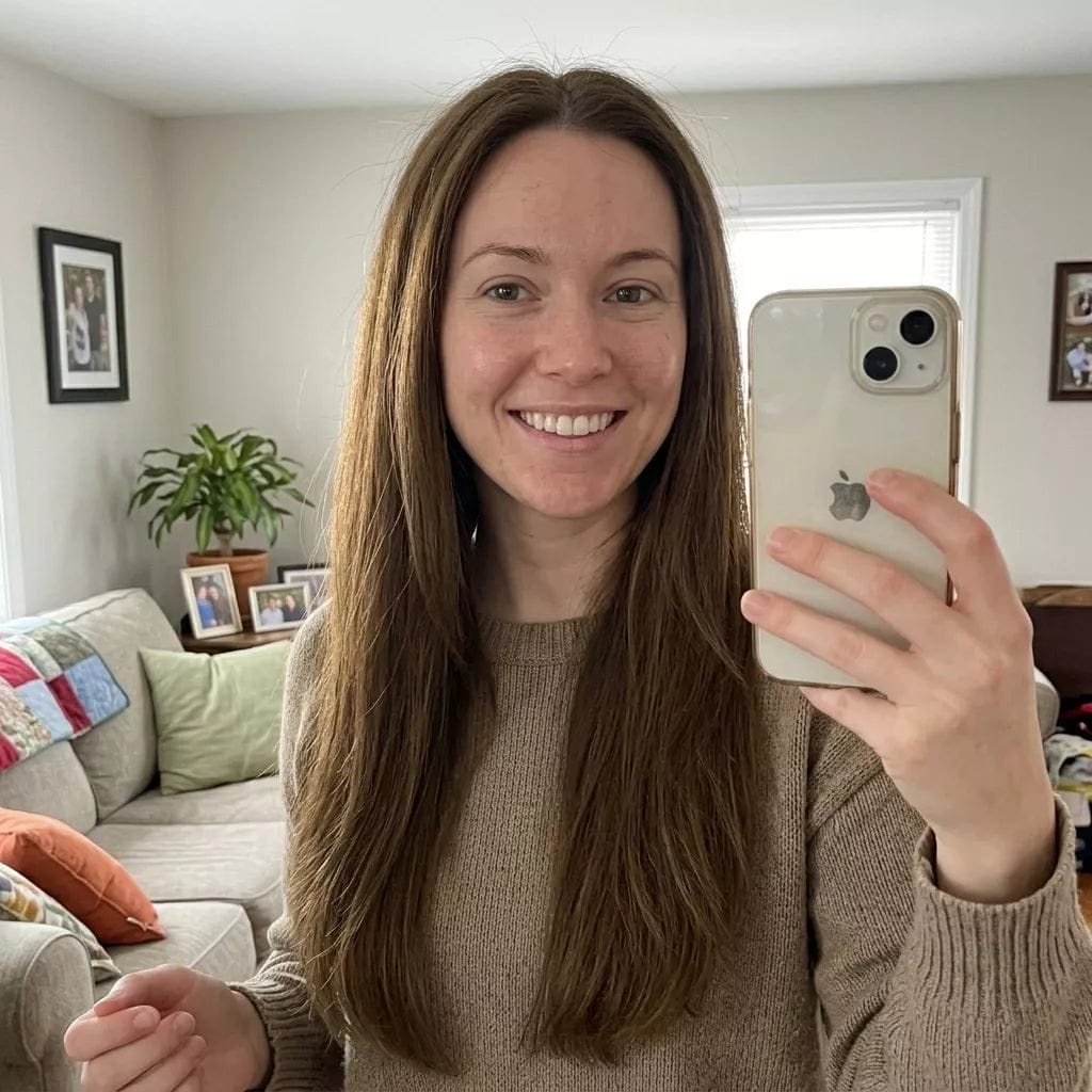 Customer photo review of Virgin Flat Weft Extensions Professional Human Hair Weft Dark Brown #4