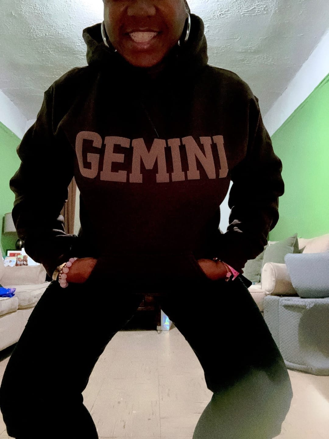 Customer photo review of Chocolate Zodiac Puff Hoodie