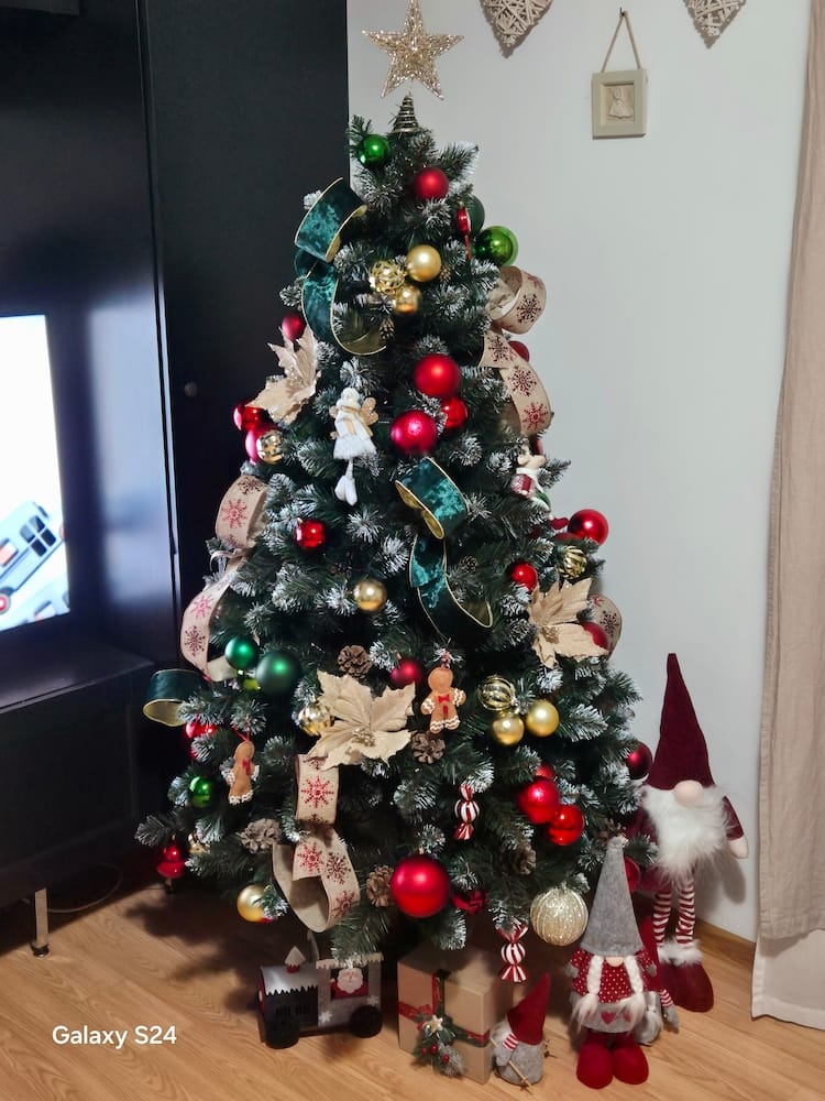 Customer photo review of Brad artificial de Crăciun Pădure de Iarnă, nins cu conuri naturale, 2D, 180 cm