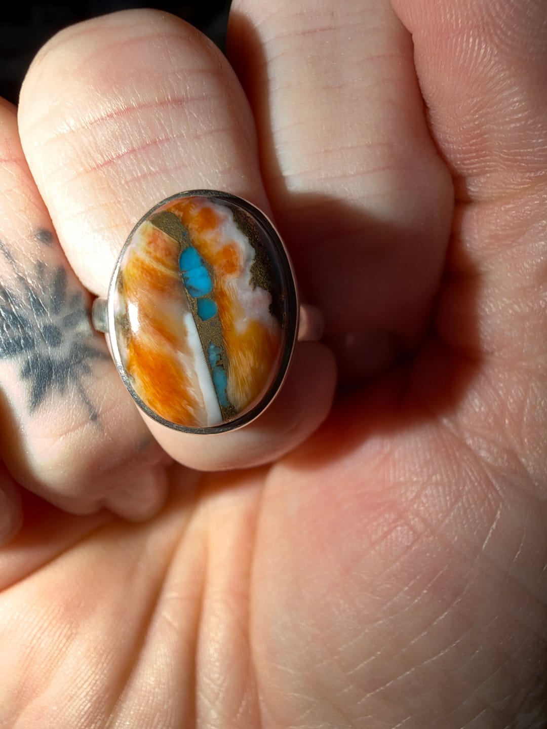 Customer photo review of Oyster Copper Turquoise Ring Sterling Silver