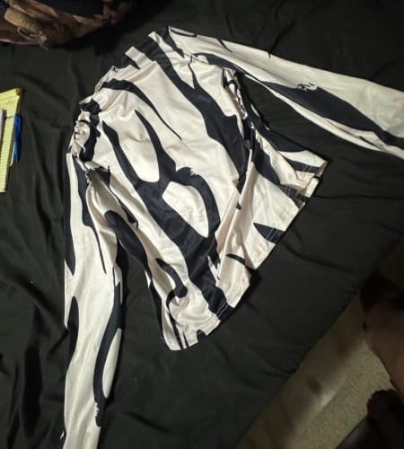 Customer photo review of Ninonine "Sloane" | Abstract Geometric Mock Neck Top