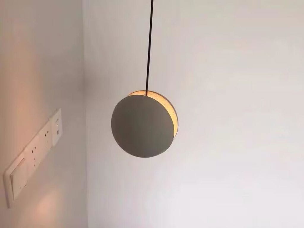 Customer photo review of Concrete Pendant Light, Handmade Cement Grey Sphere, Integrated LED