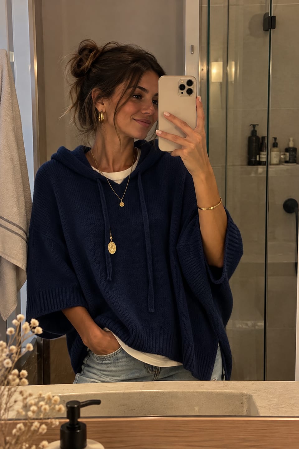 Customer photo review of Jersey de Punto con Capucha y Manga Ancha lisos