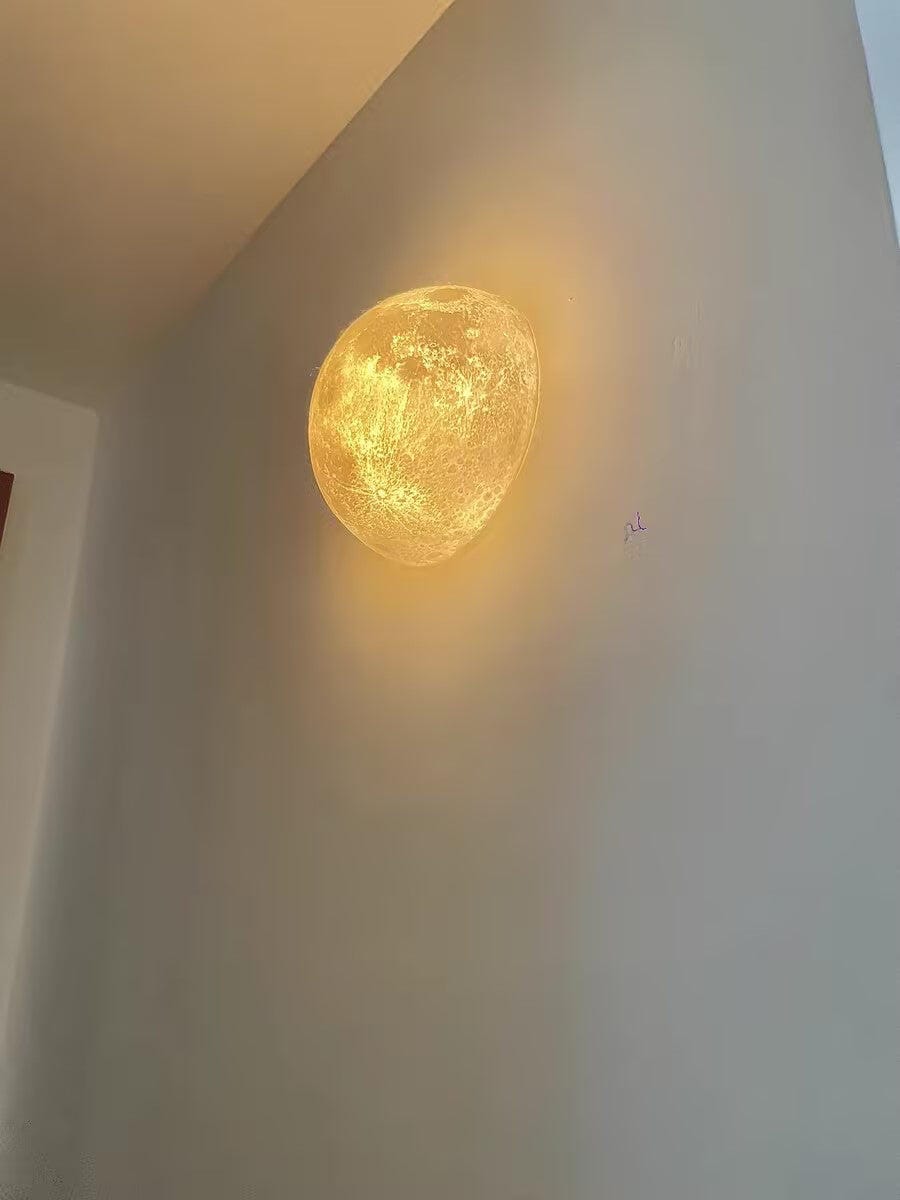 Customer photo review of Wall Light with Lunar Surface, White Half Moon Shade, Wall Sconce