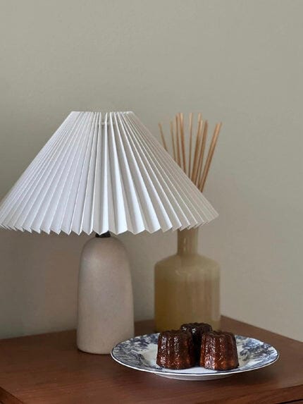 Customer photo review of Ceramic Table Lamp, Pleated Linen Shade, In-Line Switch