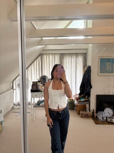 Customer photo review of Ninonine "Camille" | Bow-Accent Halterneck Corset Top