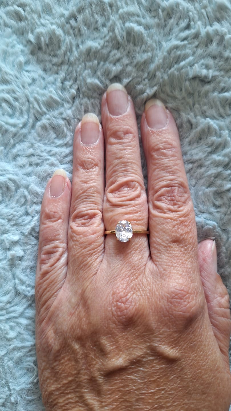 Customer photo review of Oval Solitaire Diamond-Inspired Ring 2ct