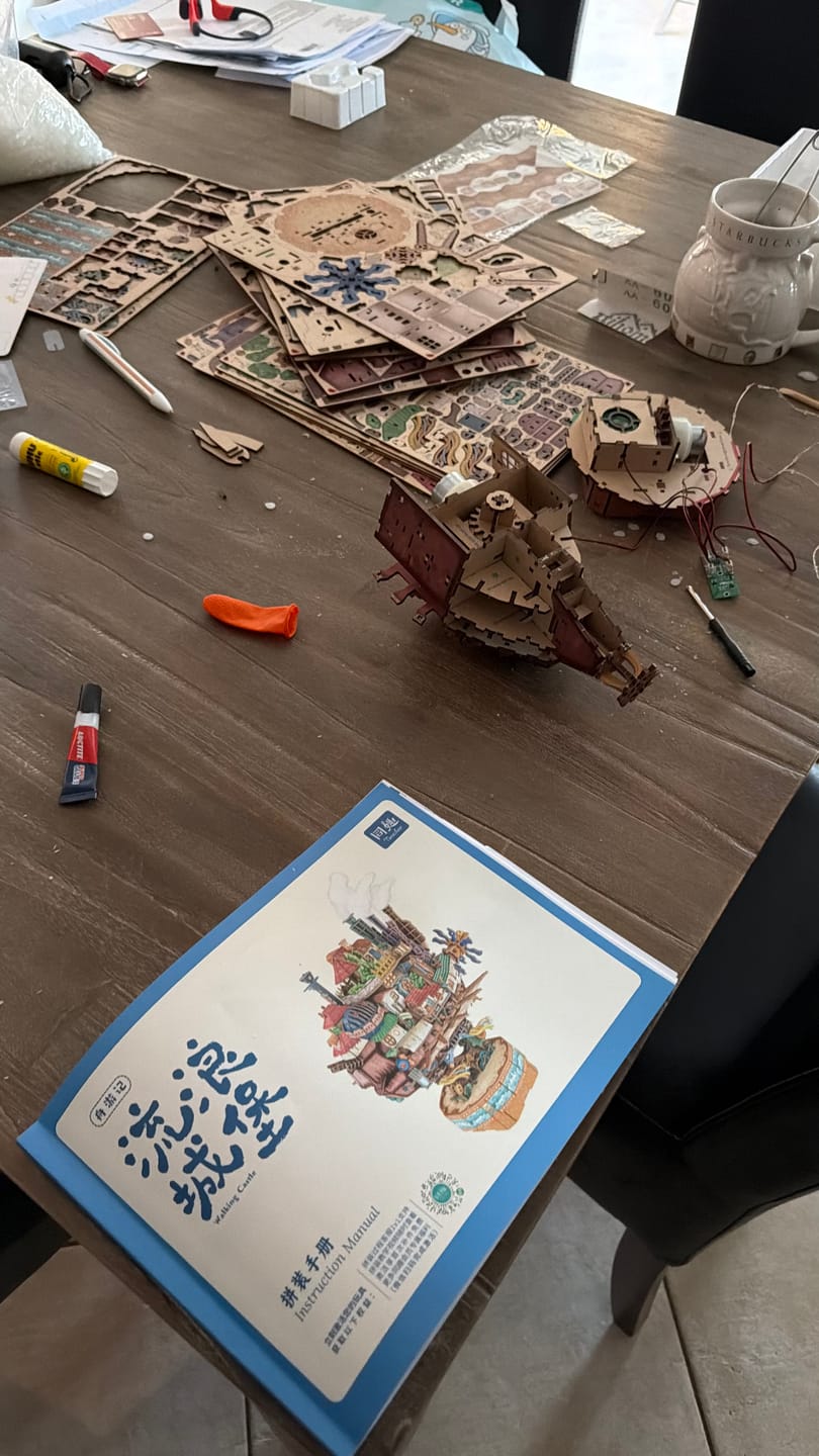 Customer photo review of Motorized Walking Castle Mechanical 3D Wooden Puzzle Kit