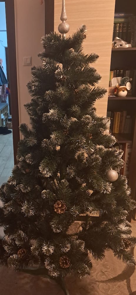 Customer photo review of Brad artificial de Crăciun Pădure de Iarnă, nins cu conuri naturale, 2D, 220 cm