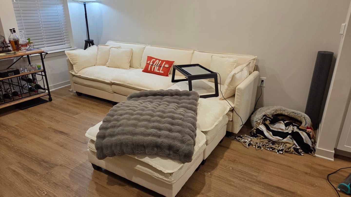 Customer photo review of 149.2 Inch Cloudy Luxury Thickened Cushion Modular Sofa