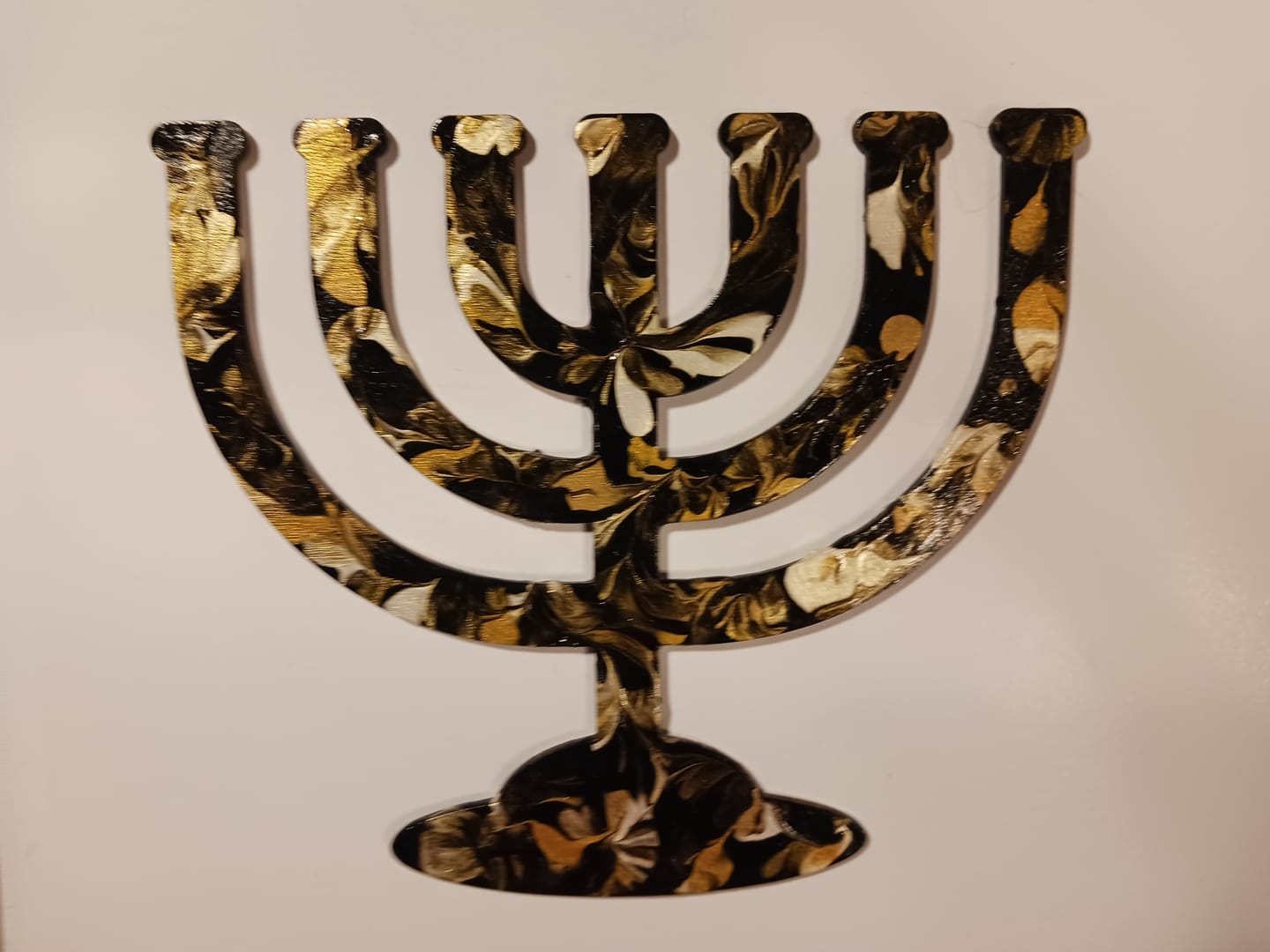 Customer photo review of Unfinished Wood Menorah Shape - Hanukkah - Craft - up to 46" DIY