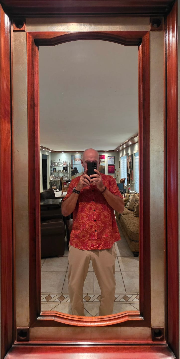 Customer photo review of Men's Cotton 70s Leisure Vintage Short Sleeve Shirt