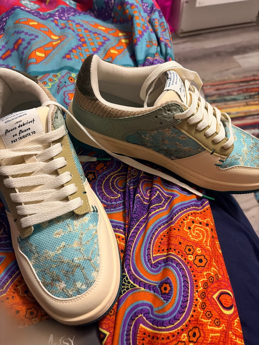 Customer photo review of Van Gogh Almond Blossoms inspired sneakers