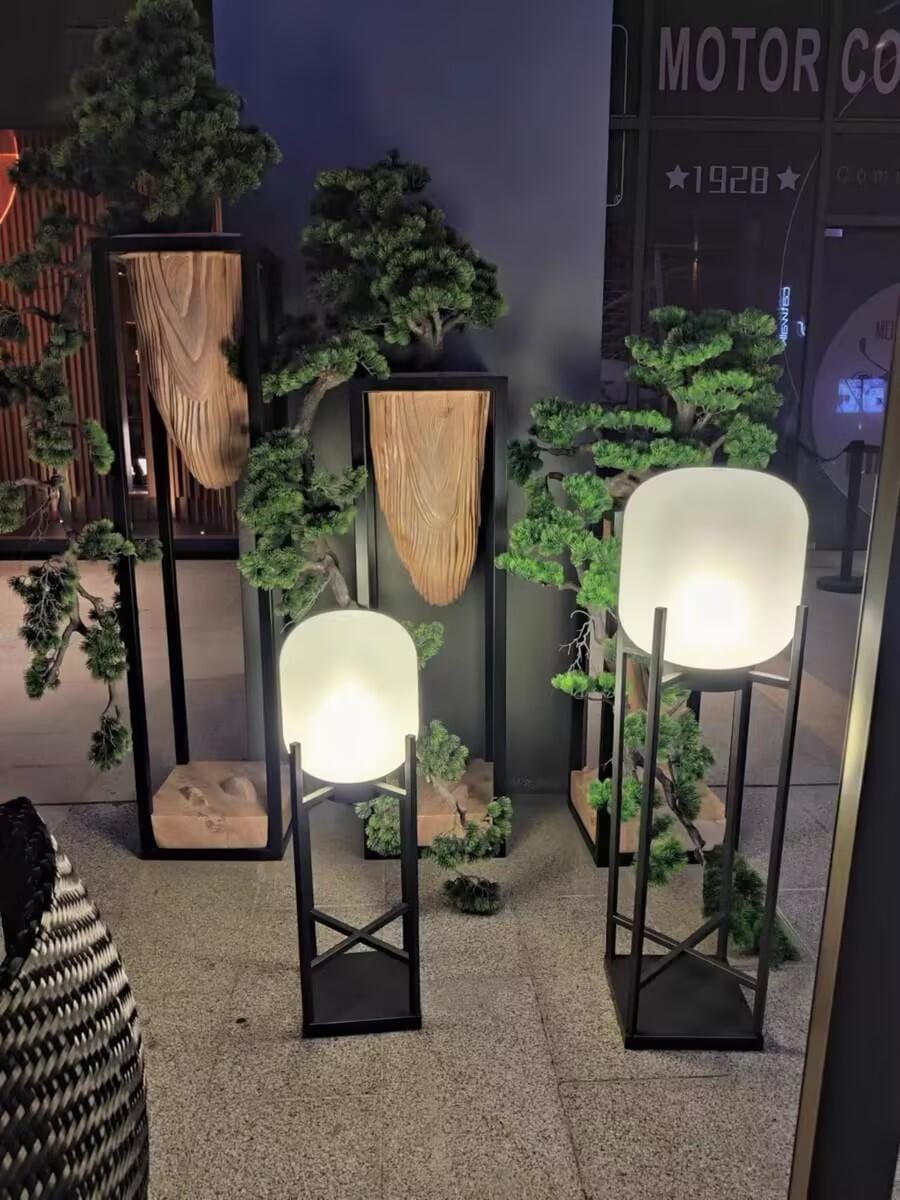 Customer photo review of Black Floor Lamp for Garden, Solar Frosted Glass Lantern, IP65