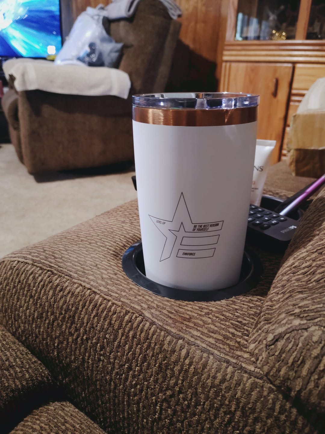 Customer photo review of 20 OZ Copper Soft Matte Tumbler