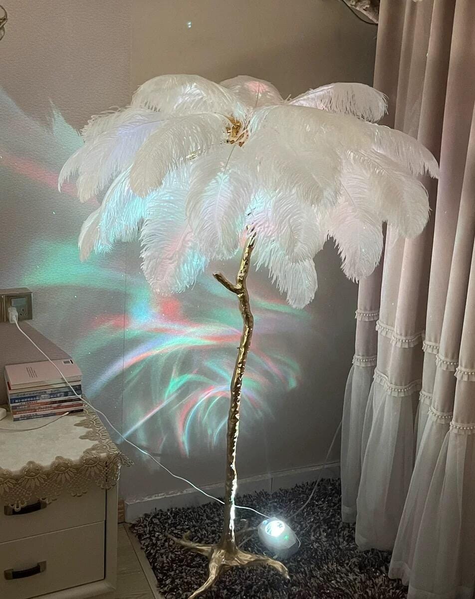 Customer photo review of Brass Floor Lamp, Ostrich Feather Palm Fronds, 6 Lights, 160 cm