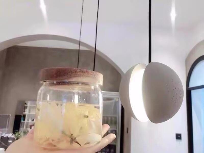 Customer photo review of Concrete Pendant Light, Handmade Cement Grey Sphere, Integrated LED