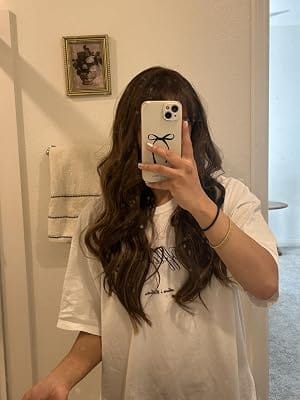 Customer photo review of Virgin Flat Weft Extensions Professional Human Hair Weft Dark Brown #4