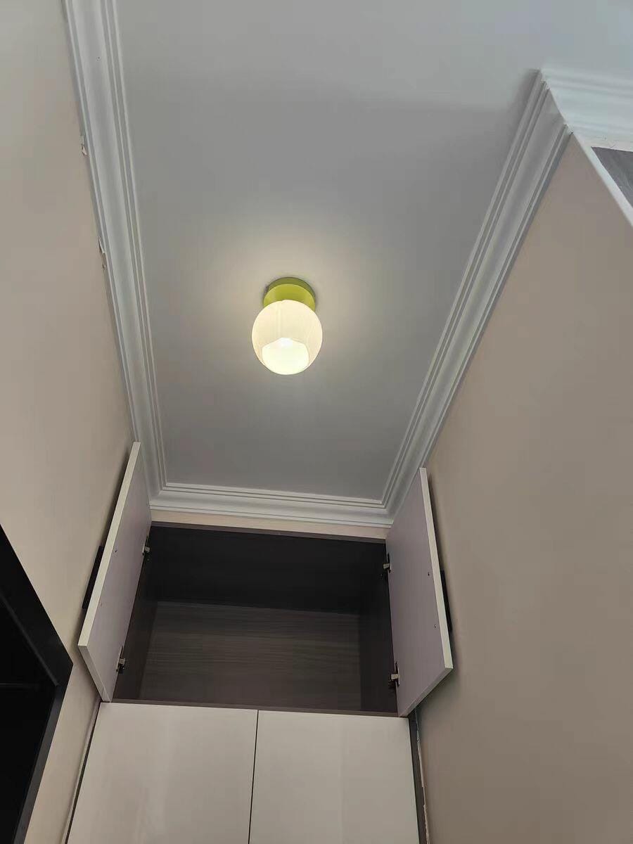 Customer photo review of Flower Semi Flush Ceiling Light, Glass Shade, Green Base, 15 cm