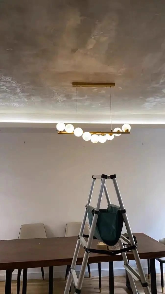 Customer photo review of Gold Linear Chandelier for Dining Table, Glass Shades, 80–120 cm