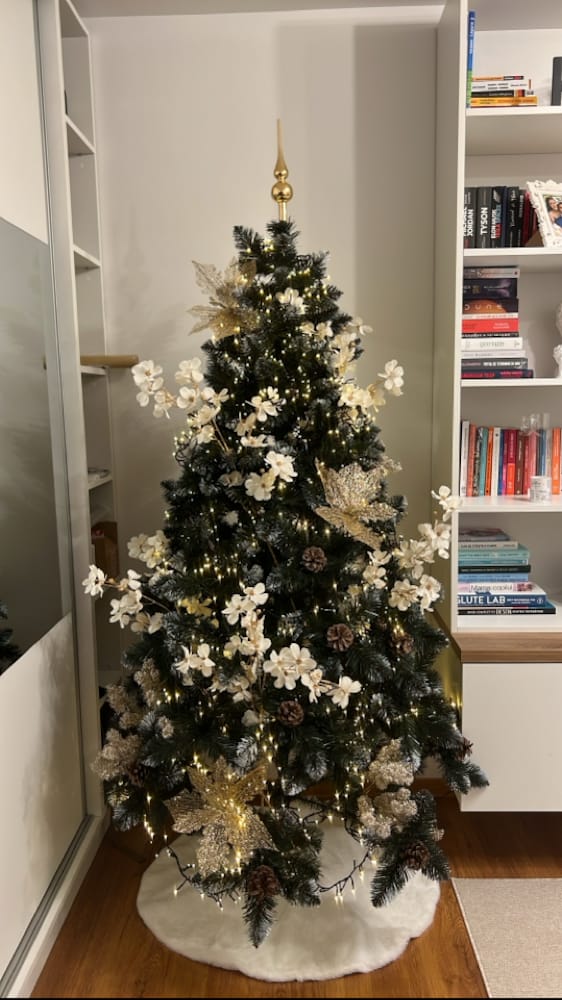 Customer photo review of Brad artificial de Crăciun Pădure de Iarnă, nins cu conuri naturale, 2D, 200 cm