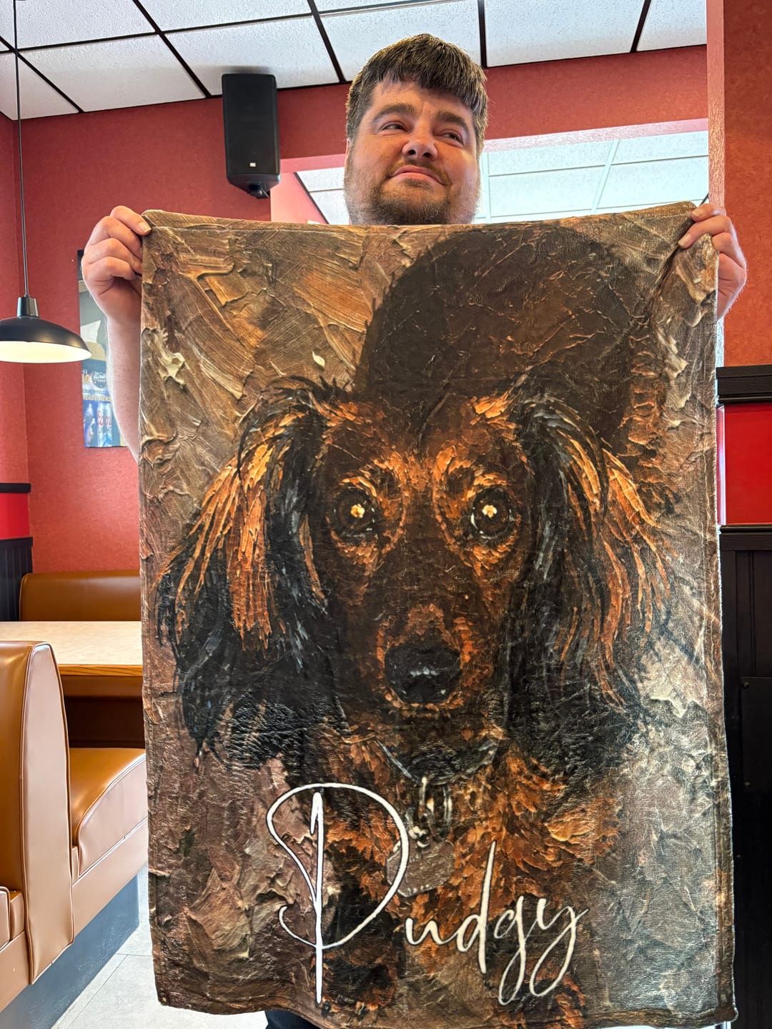 Customer photo review of Personalized Oil Painting Style Pet Photo Soft Throw Blanket with Name Home Decor Birthday Pet Memorial Gift for Pet Lovers