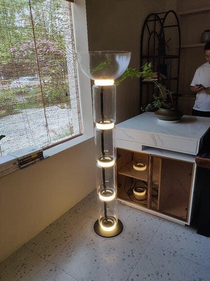 Customer photo review of Black Floor Lamp, Clear Glass Cylinders, LED, Up to 160 cm