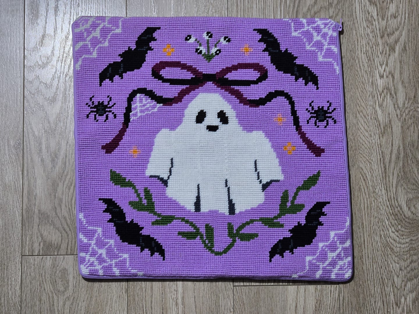 Customer photo review of BOOooTIFUL - Tapestry Needlepoint Cushion Kit