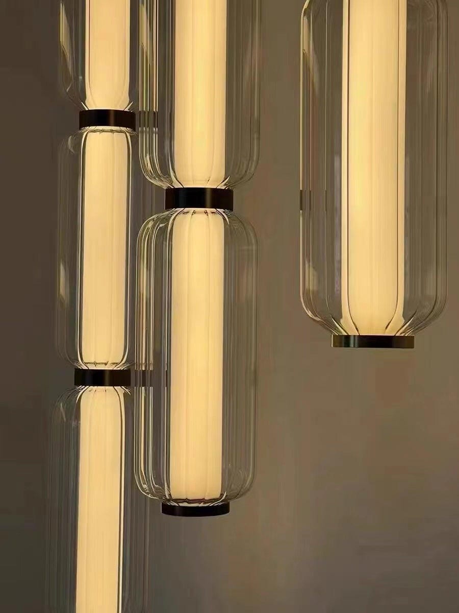 Customer photo review of Striped Glass Pendant Light, Gold Fixings, Integrated LED