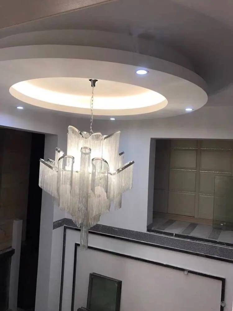 Customer photo review of Cascading Chain Chandelier, Layered Aluminium, Gold or Silver