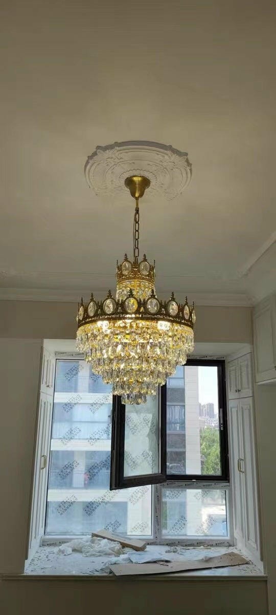 Customer photo review of Copper Pendant Light, Crystal Tiered Chandelier, 24 to 48 cm