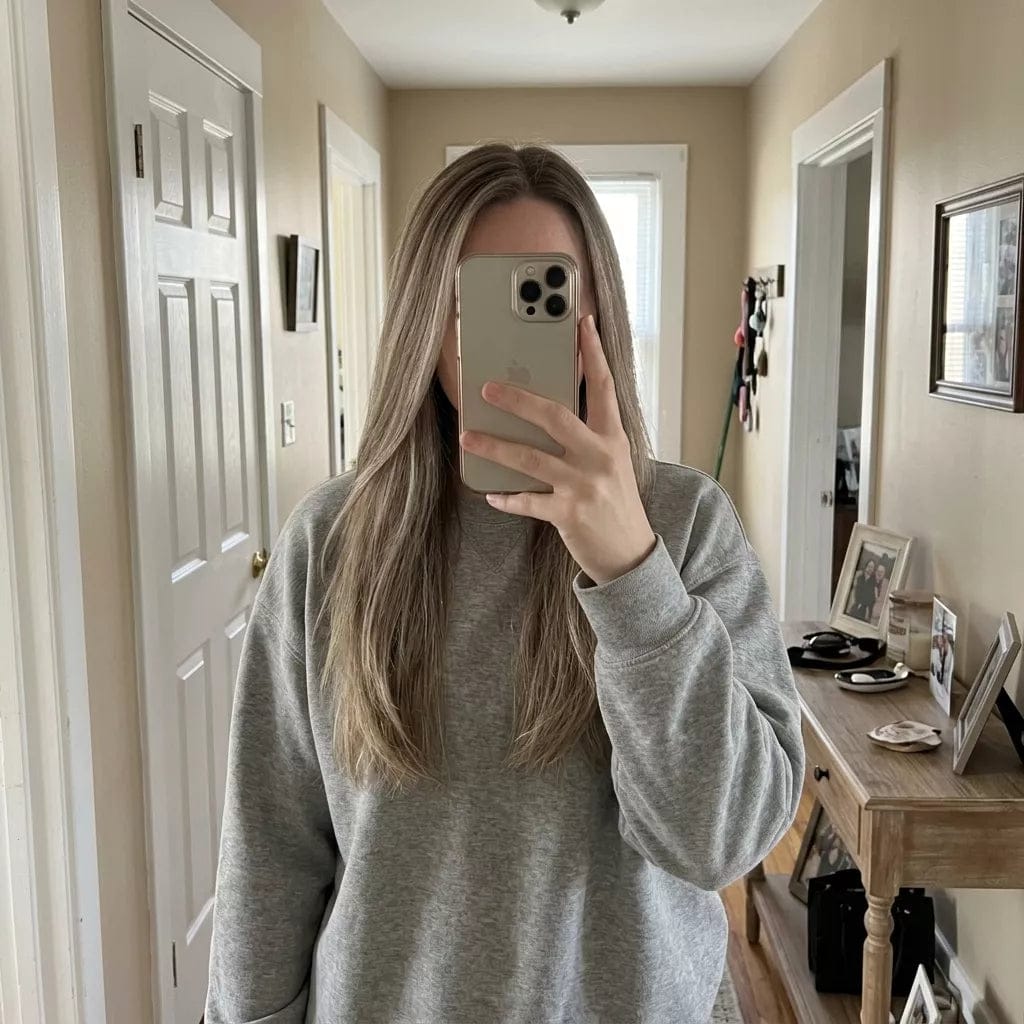 Customer photo review of Virgin Flat Weft Extensions Balayage Brown Mixed Blonde #8/8/613