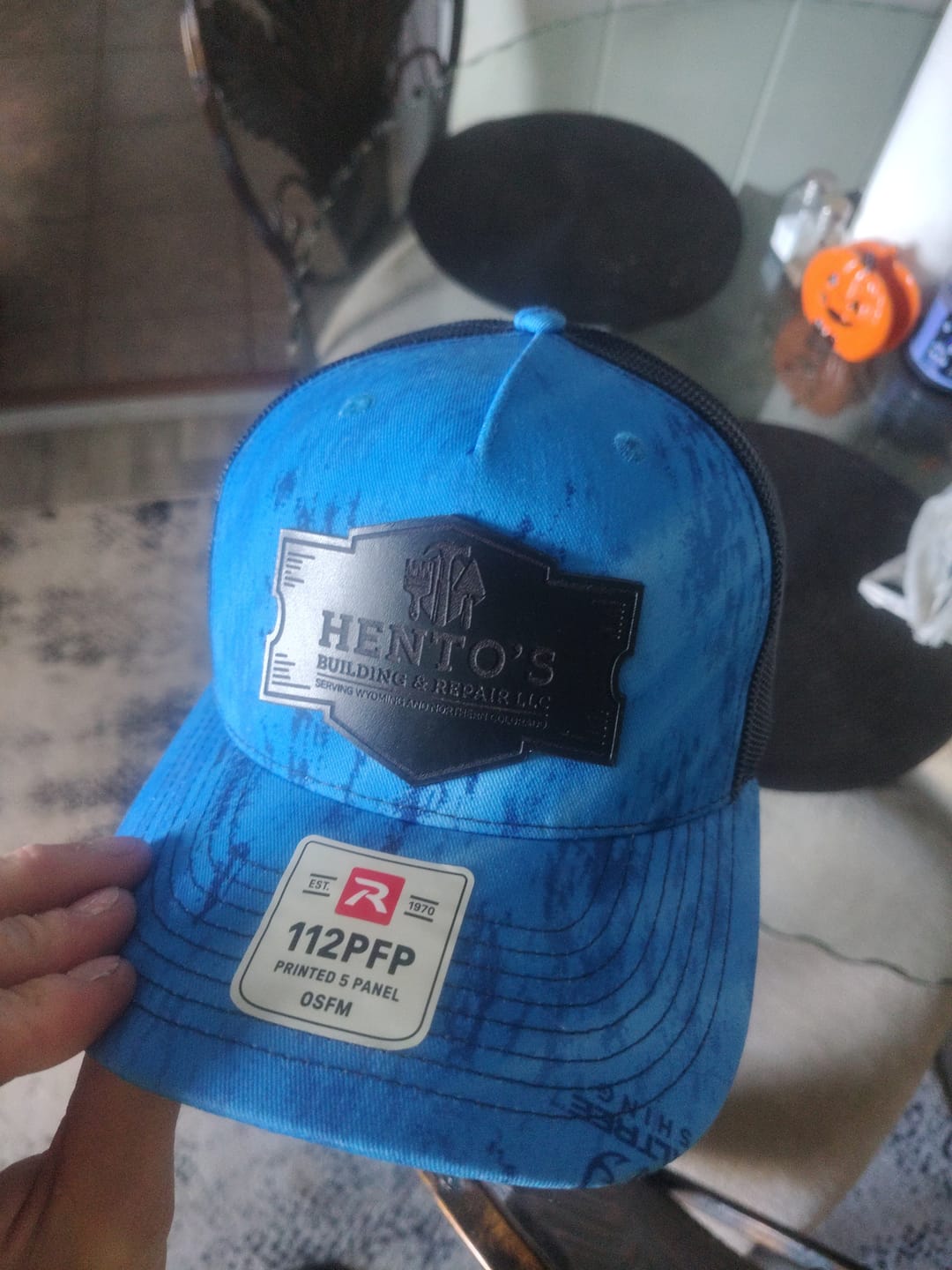 Customer photo review of Premium Custom Leather Patch Hats (Wholesale)